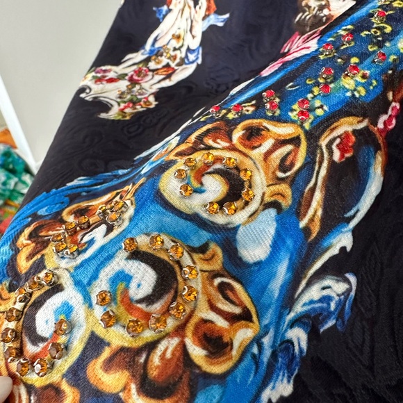 One of kind heavy brocade mini dress with pockets and jewelled details. - Picture 6 of 11